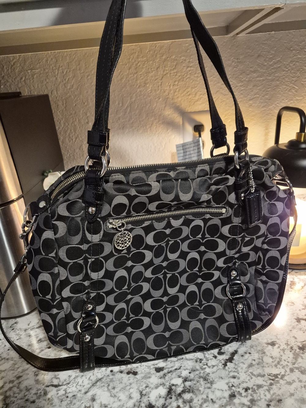 Coach Black Signature Jacquard Shoulder Bag